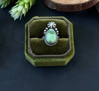 Marie Tsosie Sonoran Gold Turquoise &
Sterling Silver Ring Size 5.25