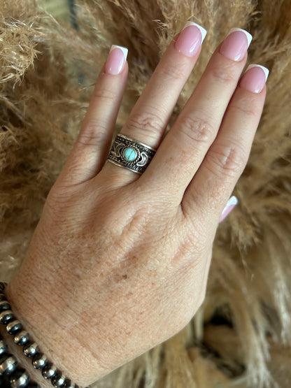 Kingman Turquoise Ring by Delayne Reeves Size 7