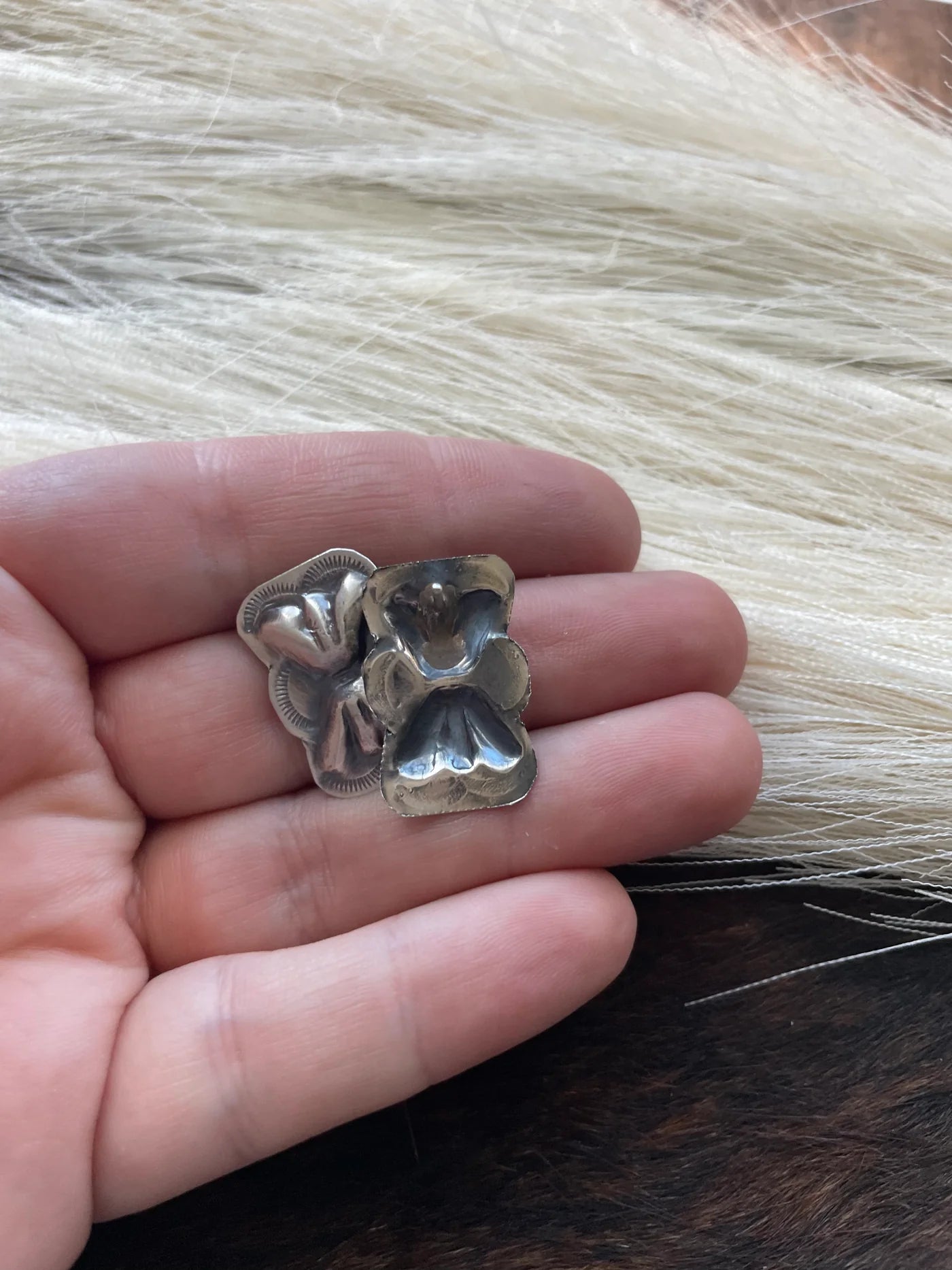 HANDCRAFTED STERLING SILVER BOW TIE CONCHO EARRINGS