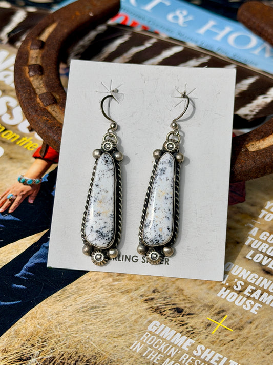 Native Made White Buffalo Earrings by Augustine Largo