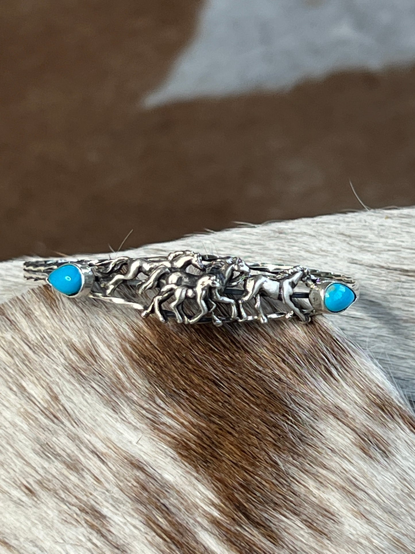 Authentic Native Made Turquoise Horse Cuff