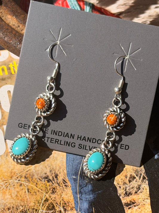 Cloud Mountian and Orange Spiny Earrings by Sandra Parkett