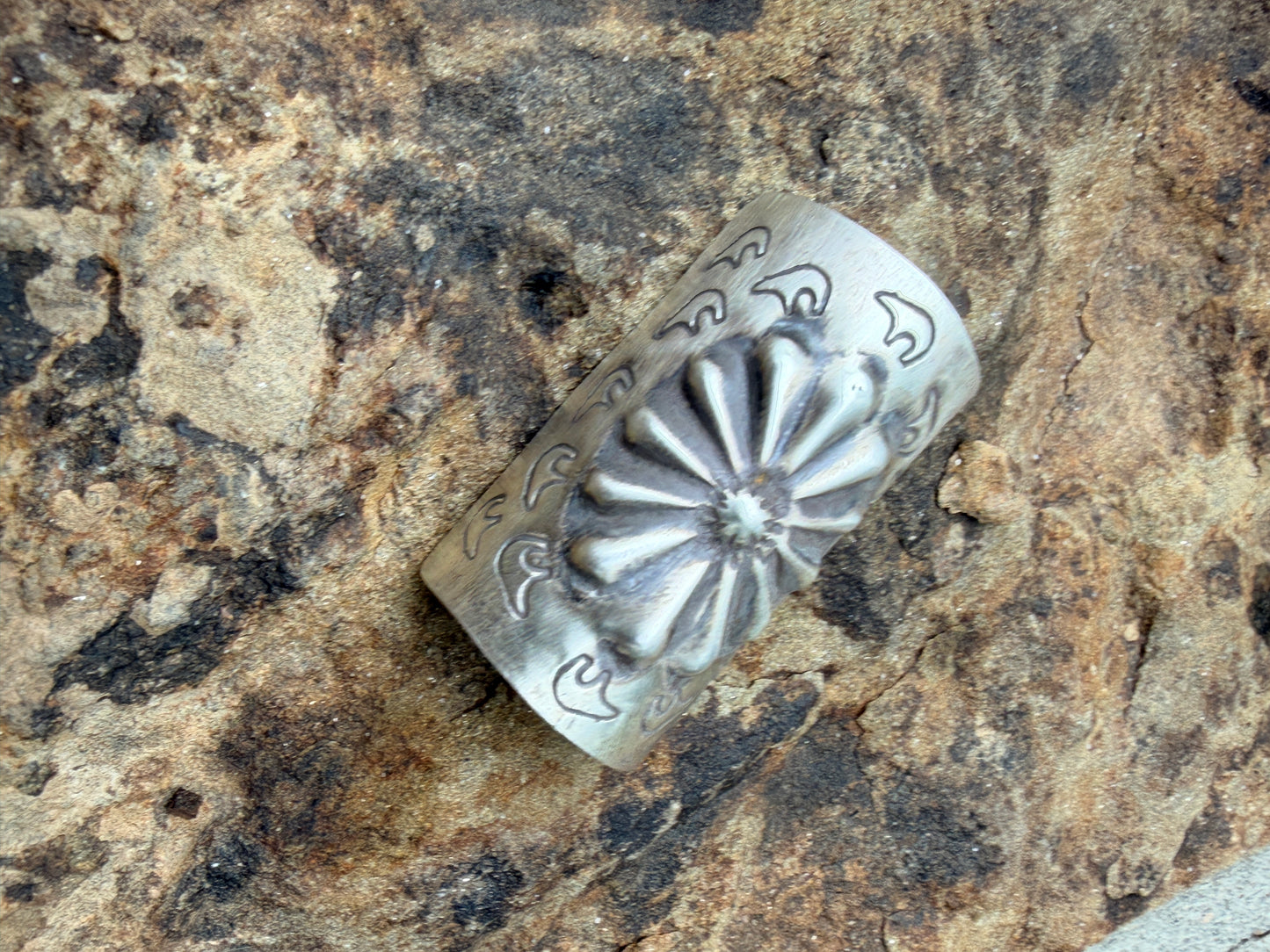 Concho and Turquoise Hand Stamped Braid Keepers 1.5”