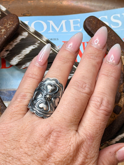 4 Heart Stamped Ring by Cadman