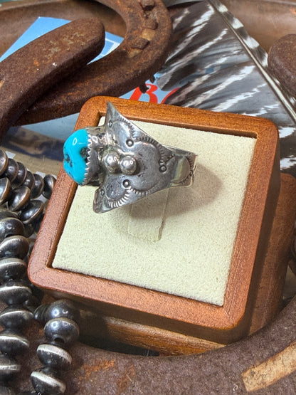 Native Made Vintage Chunky Turquoise Ring size 10