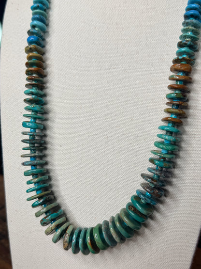 Navajo Handmade Turquoise Beaded Necklace by Kimberly Tom 30”