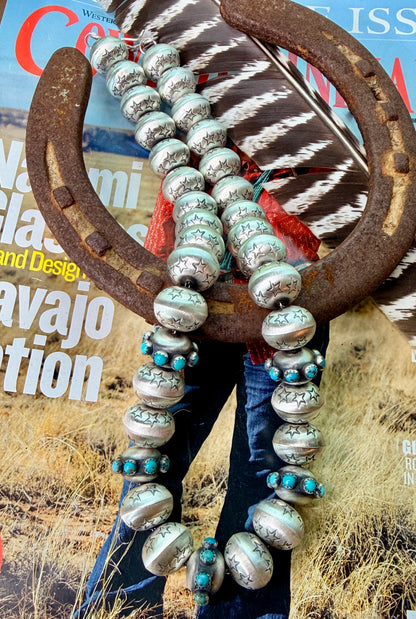 Monica Smith Hand stamped Navajo Pearls with Stones