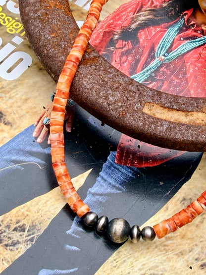 Orange Spiny Oyster Desert Pearl Beaded Necklace