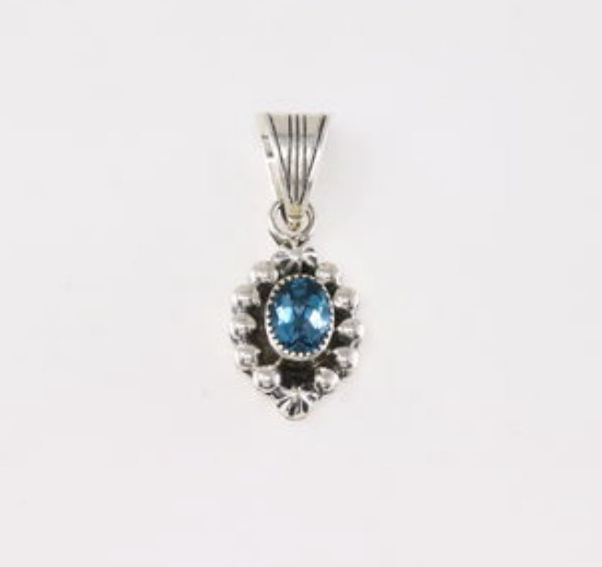Handmade Native American Pendant by Navajo Artist Mike Smith, Topaz