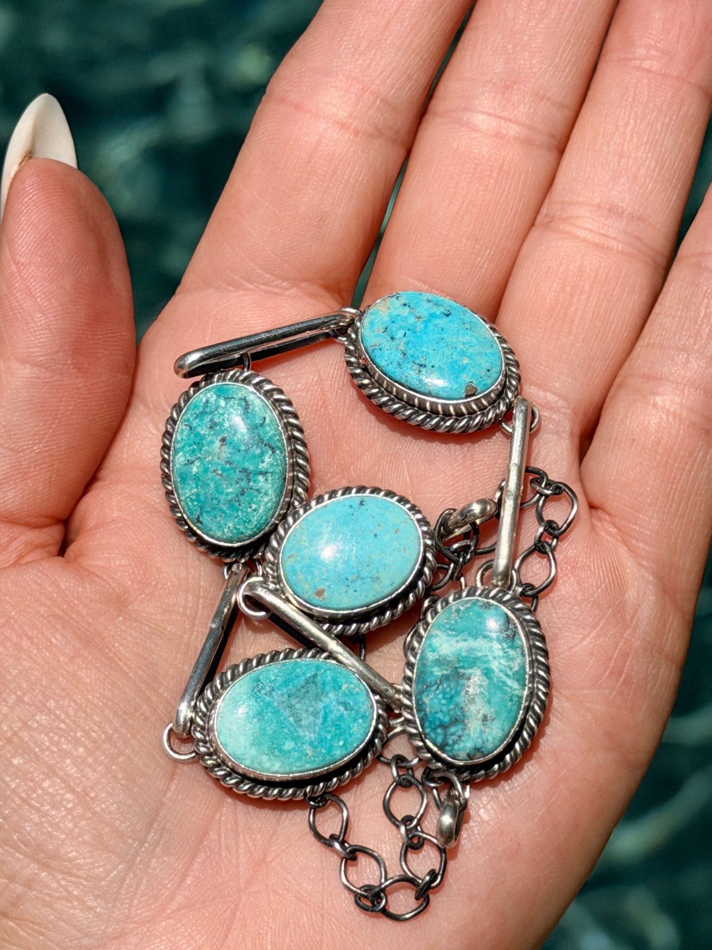 5 Stone Turquoise Choker By Native American Master Silversmith Mary Ann Spencer