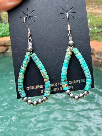 Turquoise Heishi Pearl Loop Earrings