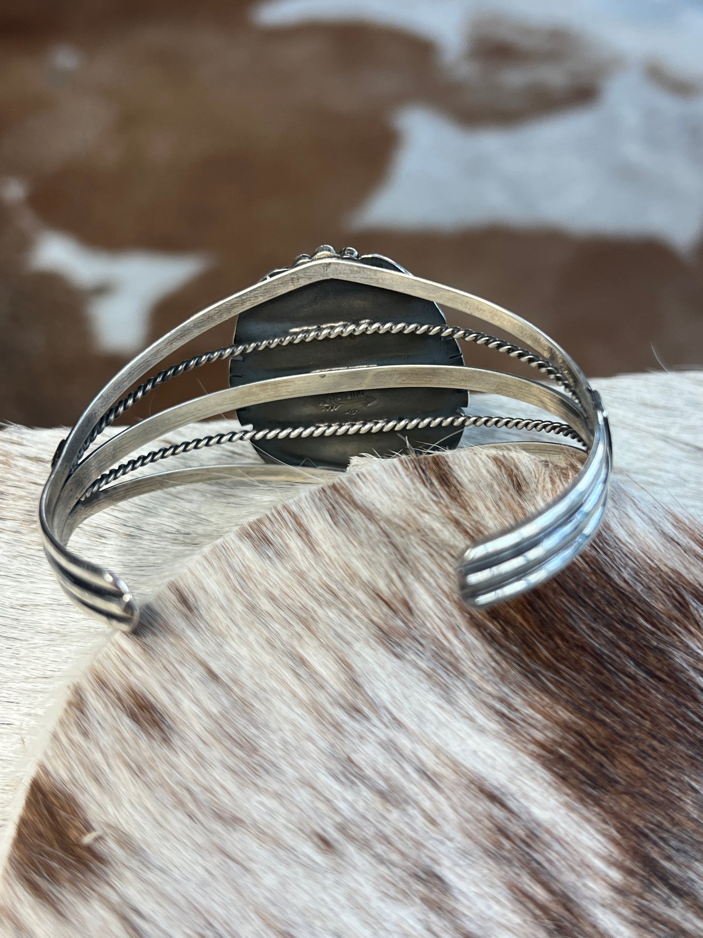 Big beautiful Kingman Slab Turquoise Cuff by Samuel Yellowhair