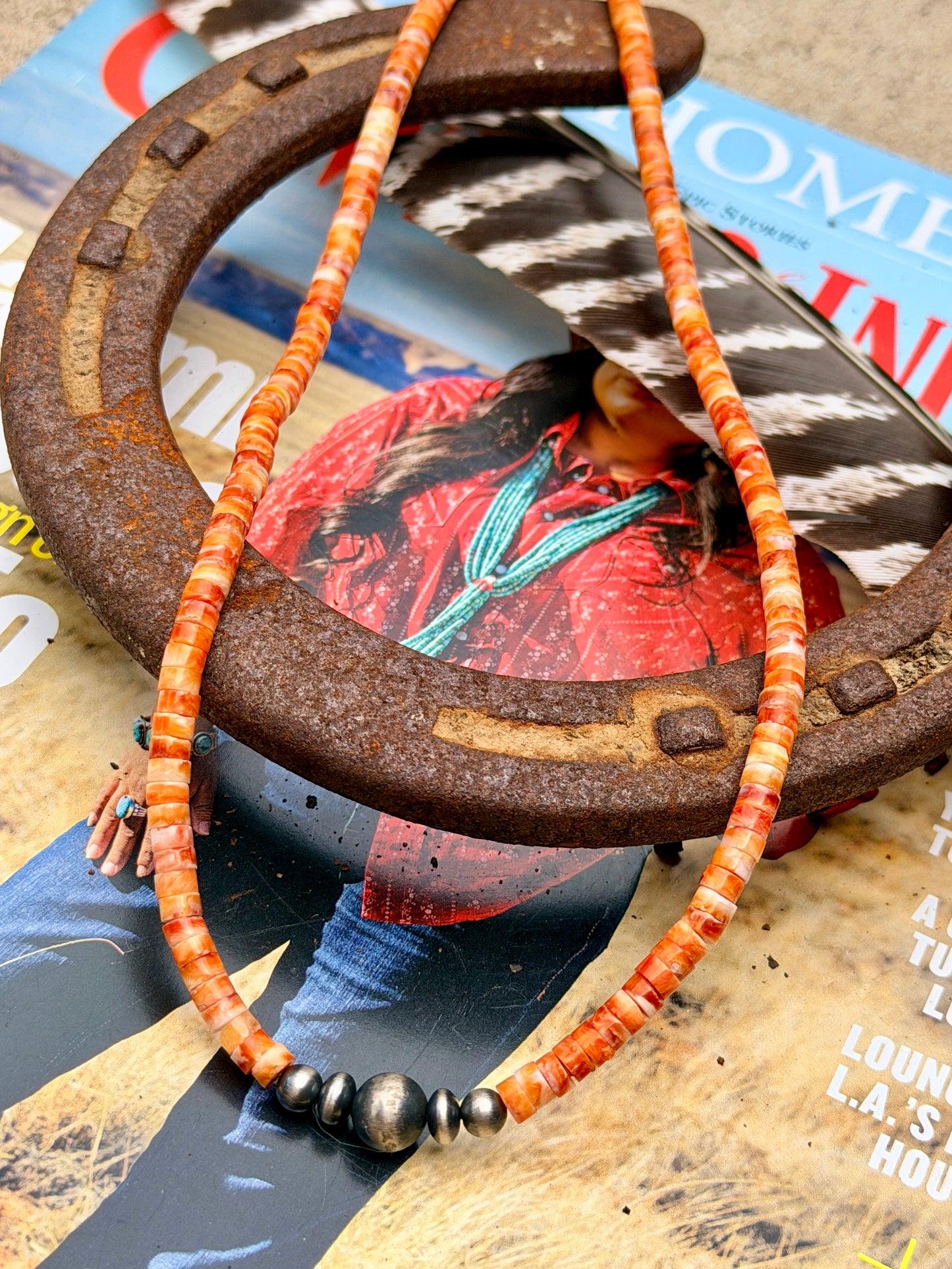 Orange Spiny Oyster Desert Pearl Beaded Necklace