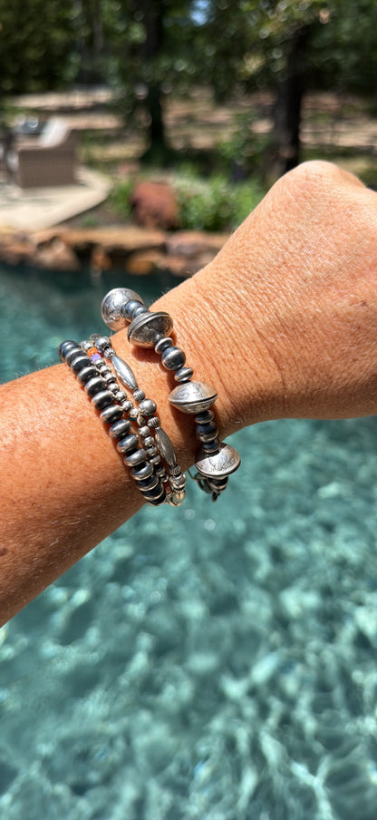 Mercury Dime Coin Bracelet with Round and Saucer Pearls