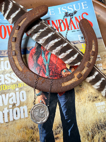 Navajo Handmade Hummingbird Pendant Necklace by Emerson Kinsel 21”