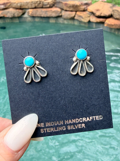 Native Made Turquoise Flower Studs by Geraldine James