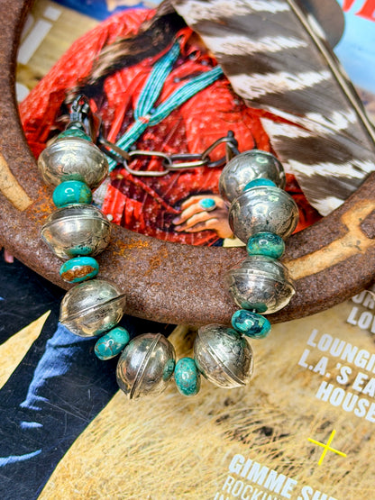 Mercury Dime Coin Bracelet with Turquoise Stones