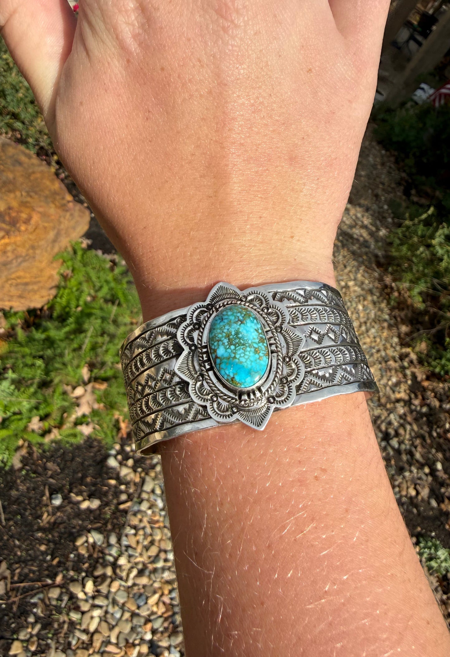 Native Madd Turquoise & Sterling Silver Cuff by Eula Wylie