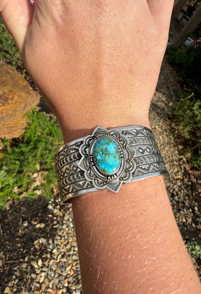 Native Madd Turquoise & Sterling Silver Cuff by Eula Wylie