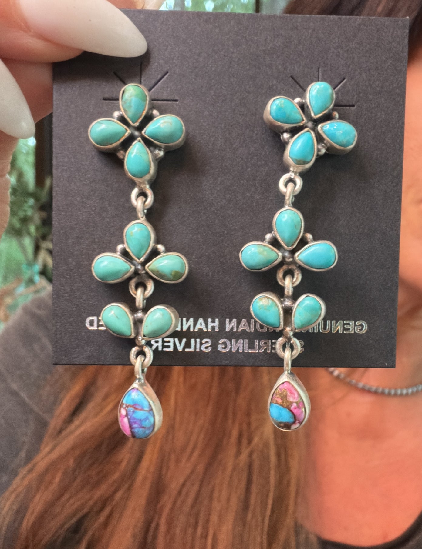 Handmade Sterling Silver Pink Dream Mojave, Natural Turquoise Earrings