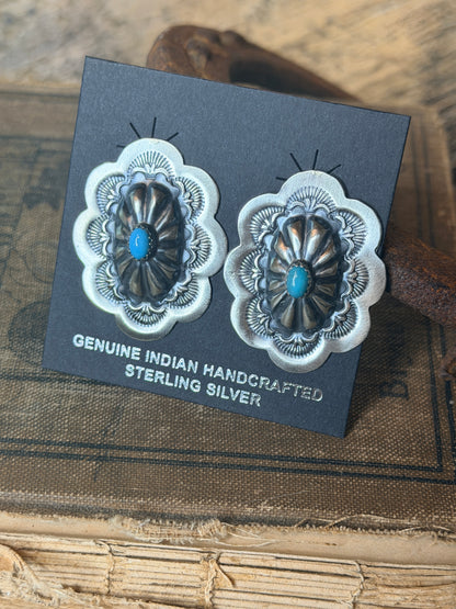 Navajo Handmade Concho Earrings by Lavina Benally
