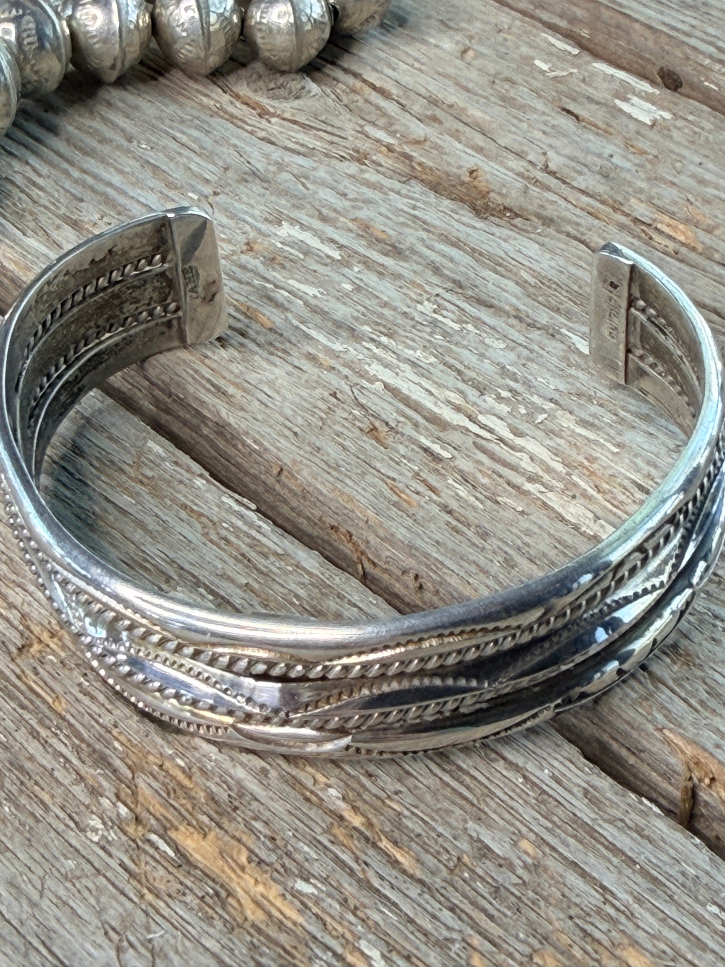 Authentic Vintage Native American Navajo Sterling Silver Cuff by Tahe