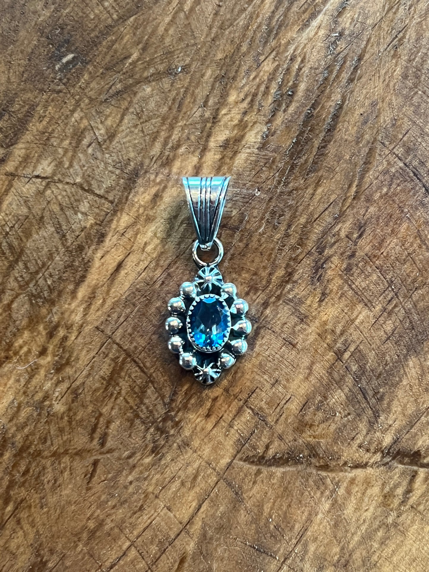 Handmade Native American Pendant by Navajo Artist Mike Smith, Topaz