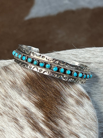 Native Made Turquoise & Sterling Silver Cuff Bracelet by JP Ukestine