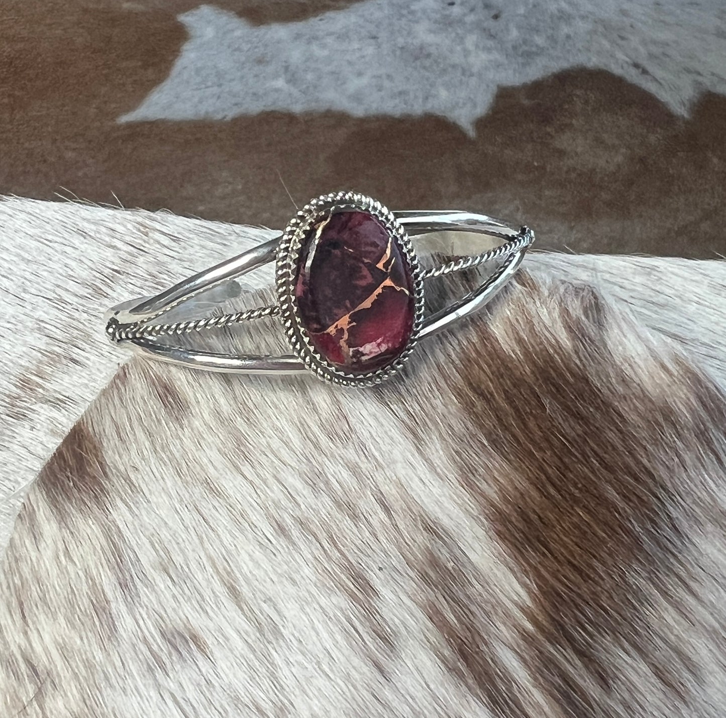 Red Rose Copper Dahlia Cuff by L Etcitty