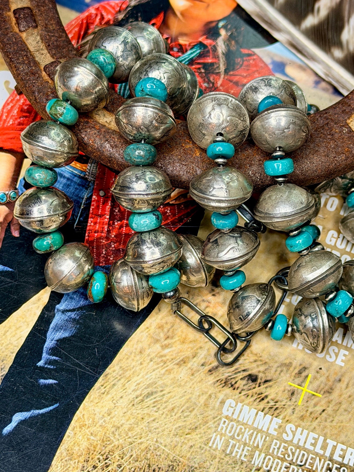 Mercury Dime Coin Bracelet with Turquoise Stones