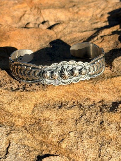 Handcrafted Sterling Silver Concho Cuff by Benny Ramone