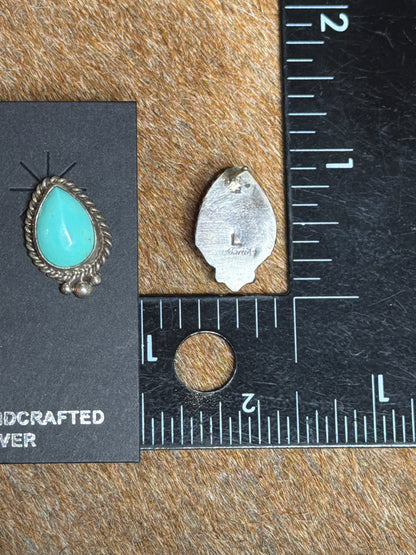 Native Made Sterling Silver Kingman Turquoise Post Earring's By Tricia Leekity.
