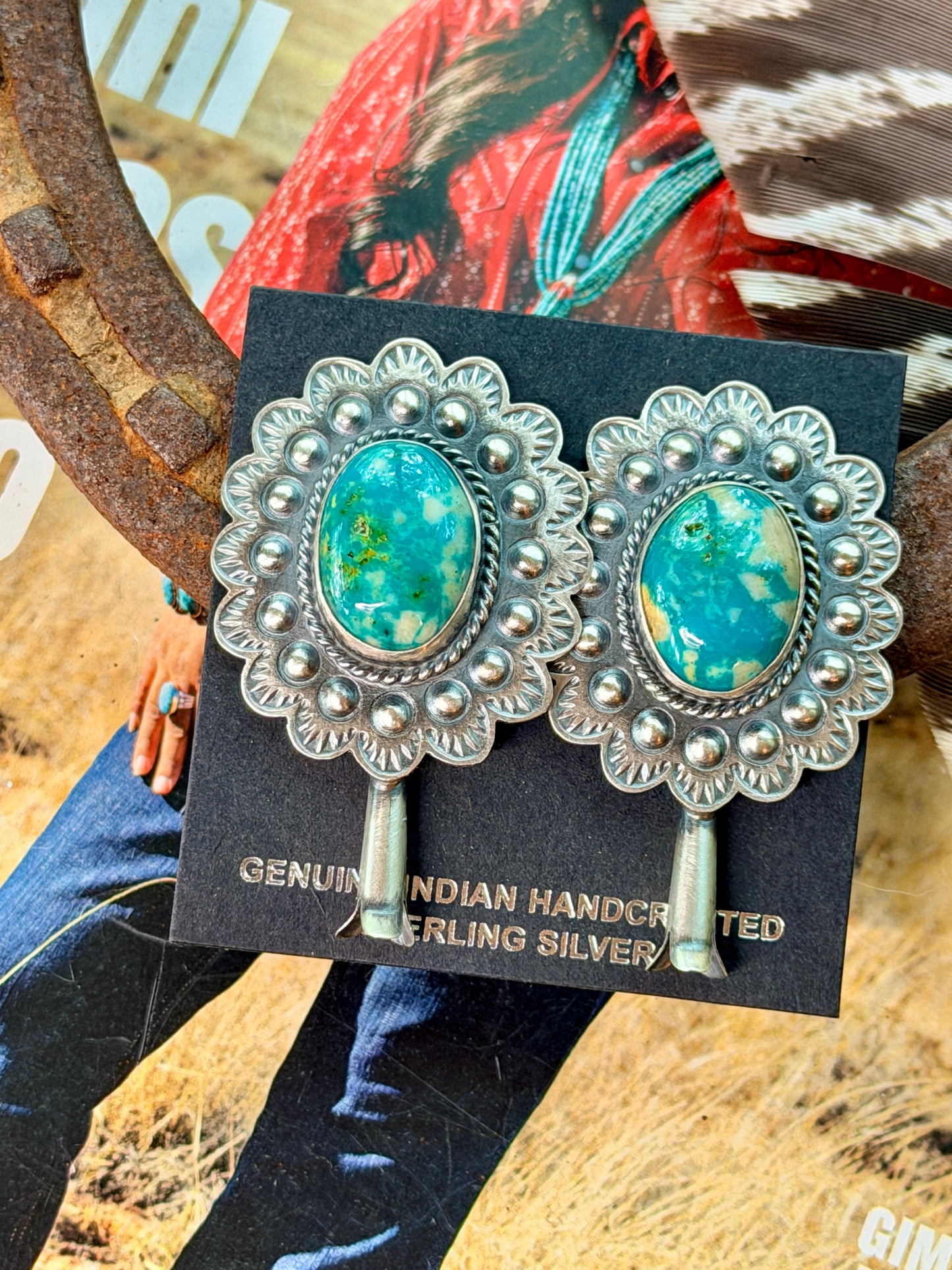 Robert Johnson Fox Turquoise Earrings