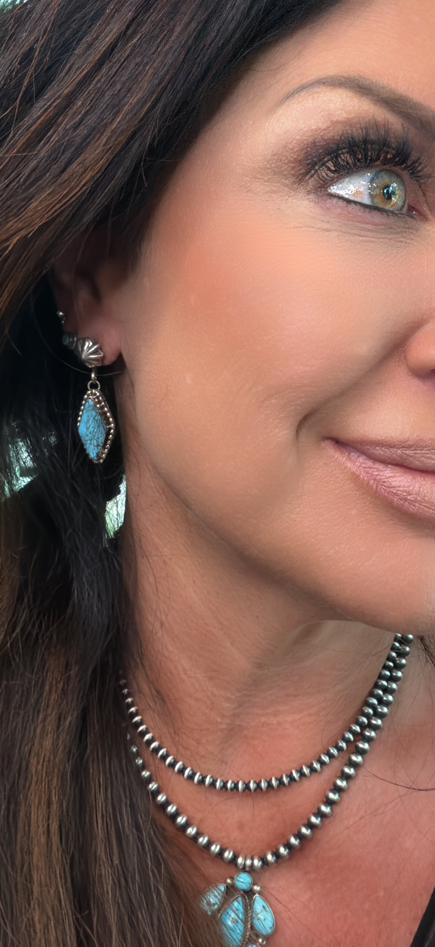 Sterling Silver Concho and Turquoise Earrings