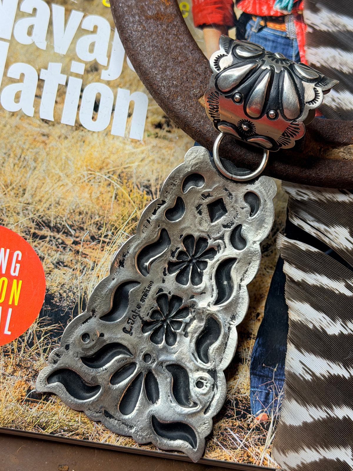 Leander Tahe Stamped Repoussé  Pendant