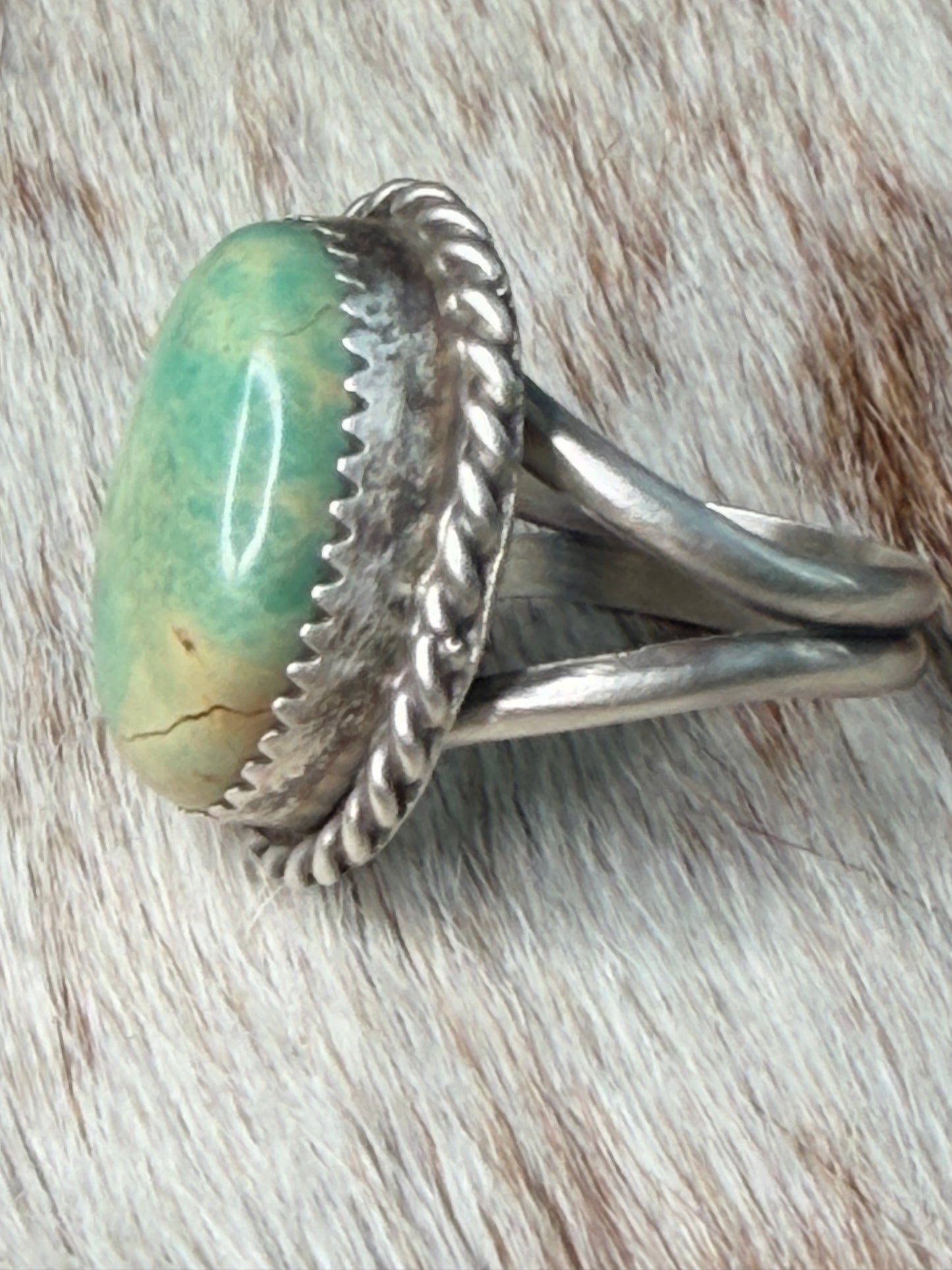 Native American Royston Dome Turquoise Sterling Silver Ring Size 6
