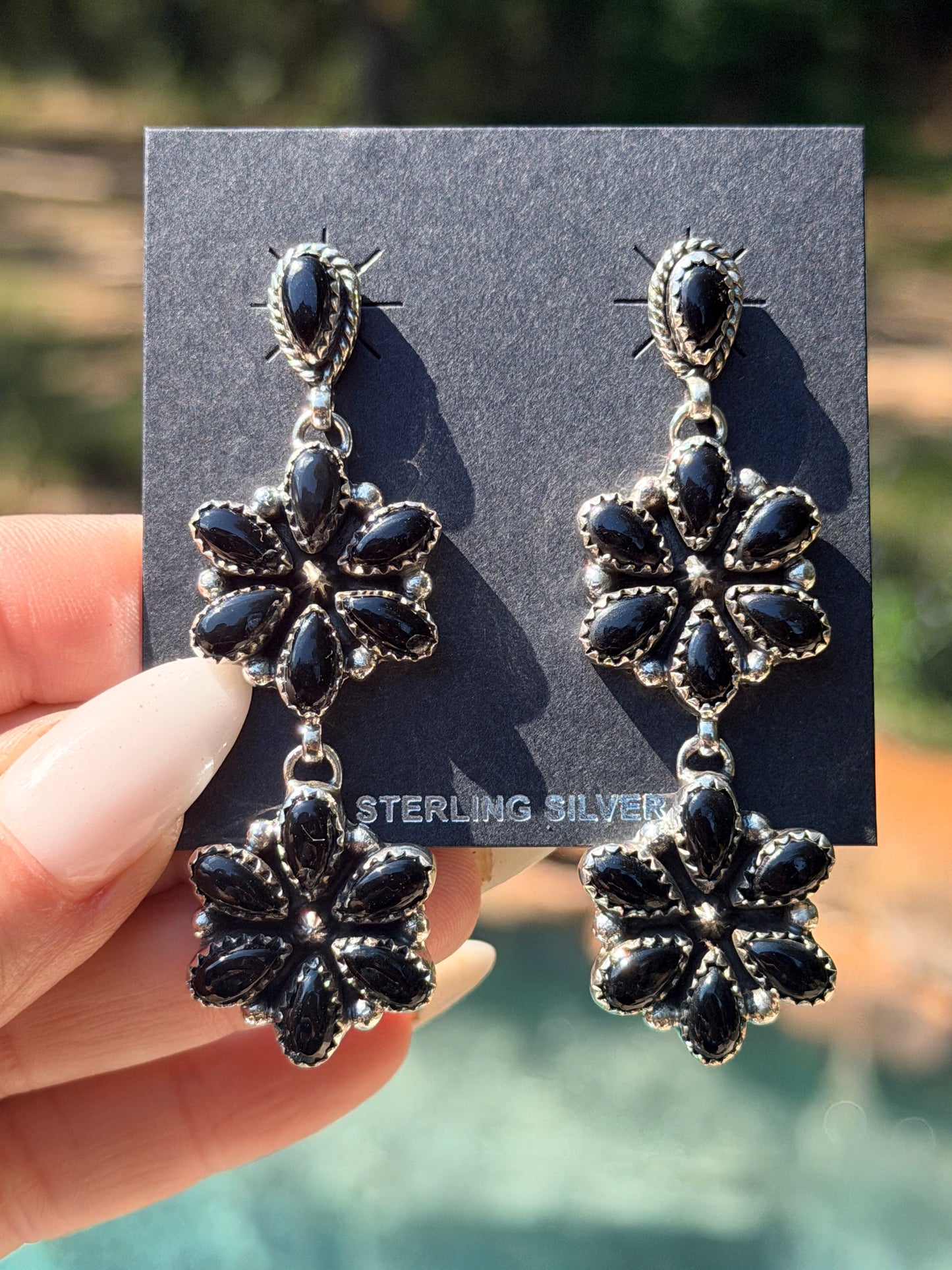Onyx Cluster Drop Earrings