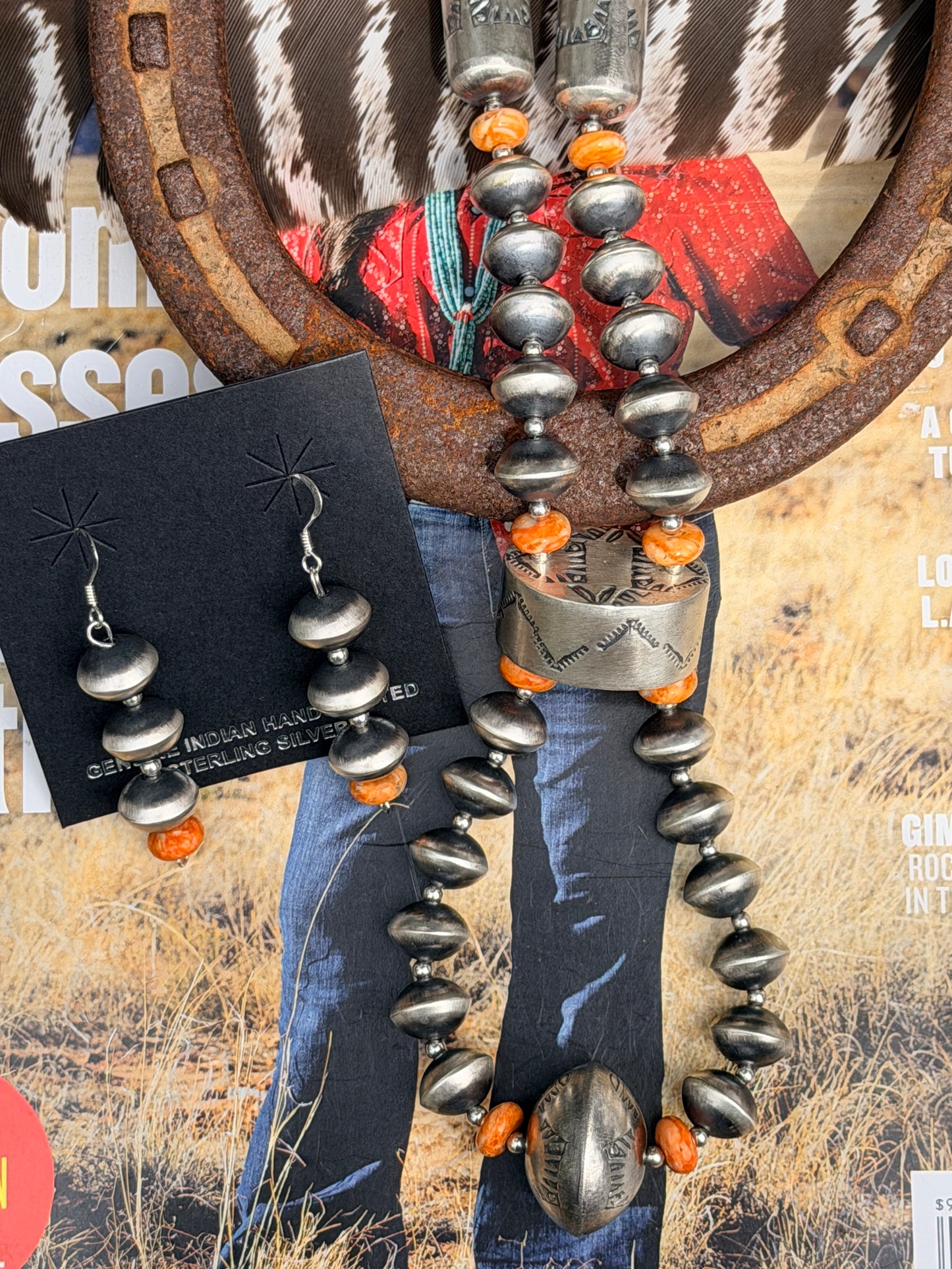Sharon Cooley 34” Spiny Oyster Navajo Pearl Jacla Set