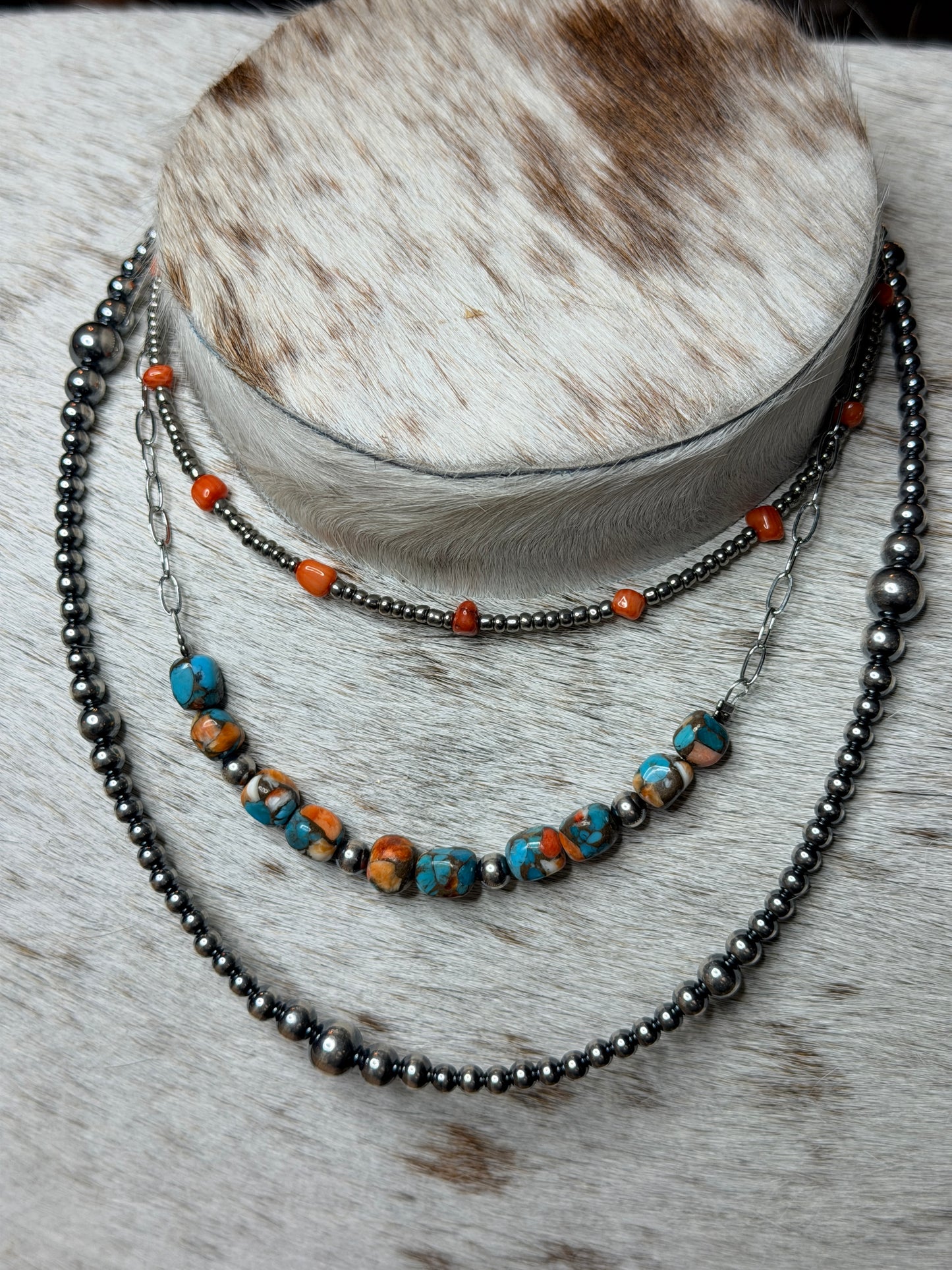 Turquoise & Spiny Oyster Pearl Necklace