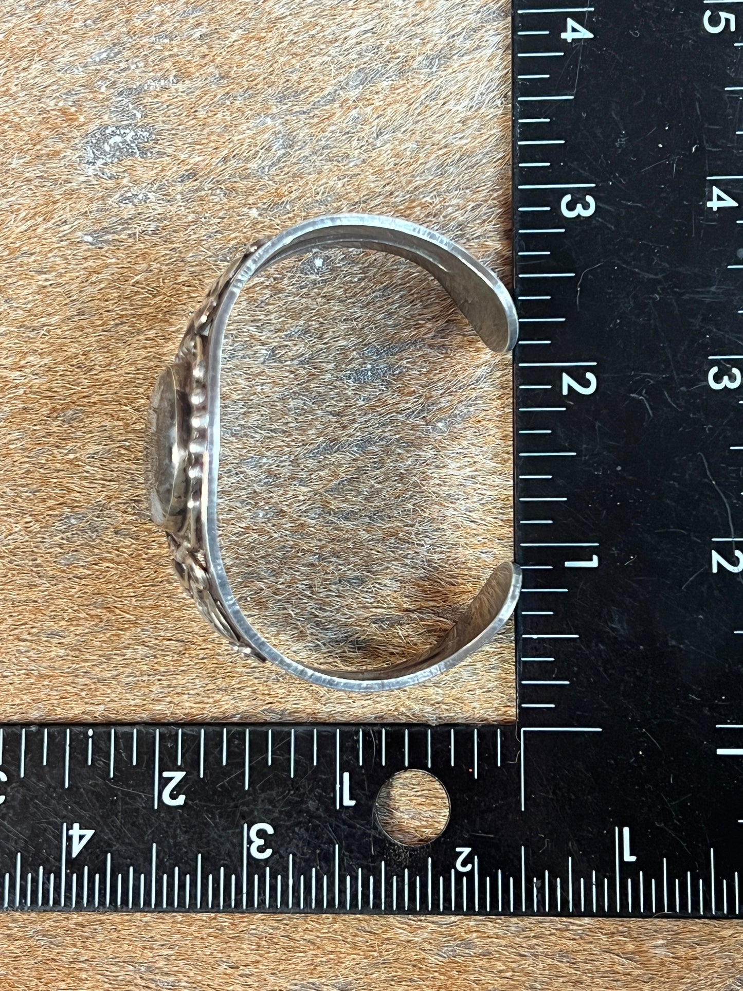 Vintage Navajo Sterling Silver Picture Jasper Cuff