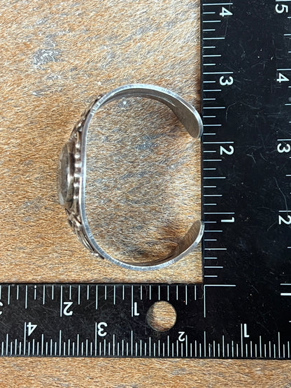Vintage Navajo Sterling Silver Picture Jasper Cuff