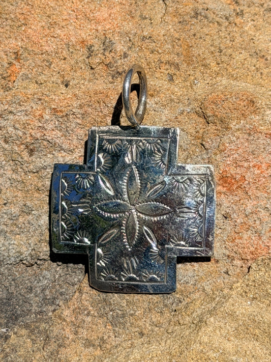 Native Made Sterling Silver Cross Pendant
