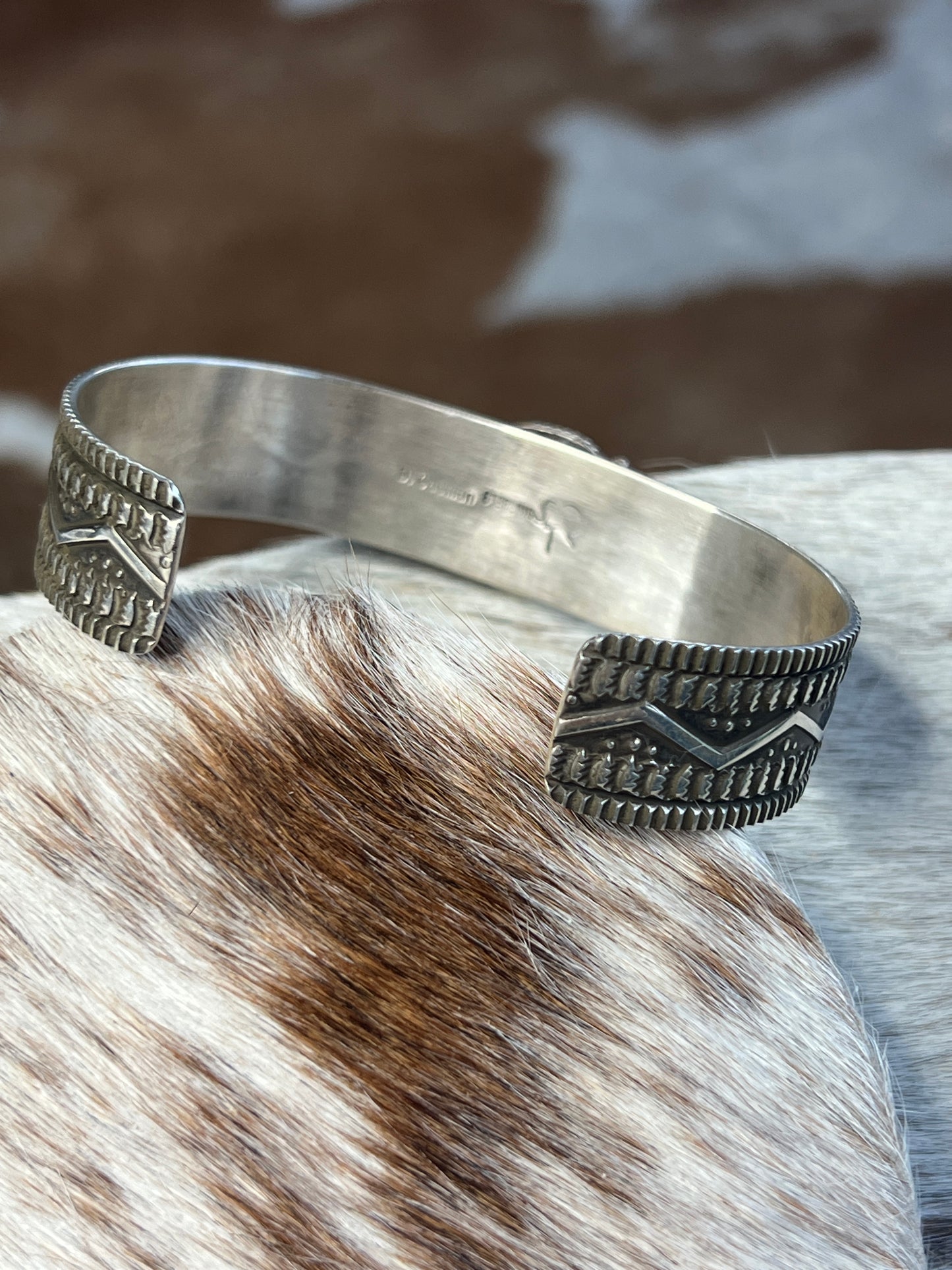 Authentic Native American Kingman Turquoise Bracelet by D Cadman