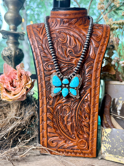 Native Made Kingman Turquoise Butterfly Pendant with Shepherds Hook by Emerson Degarito