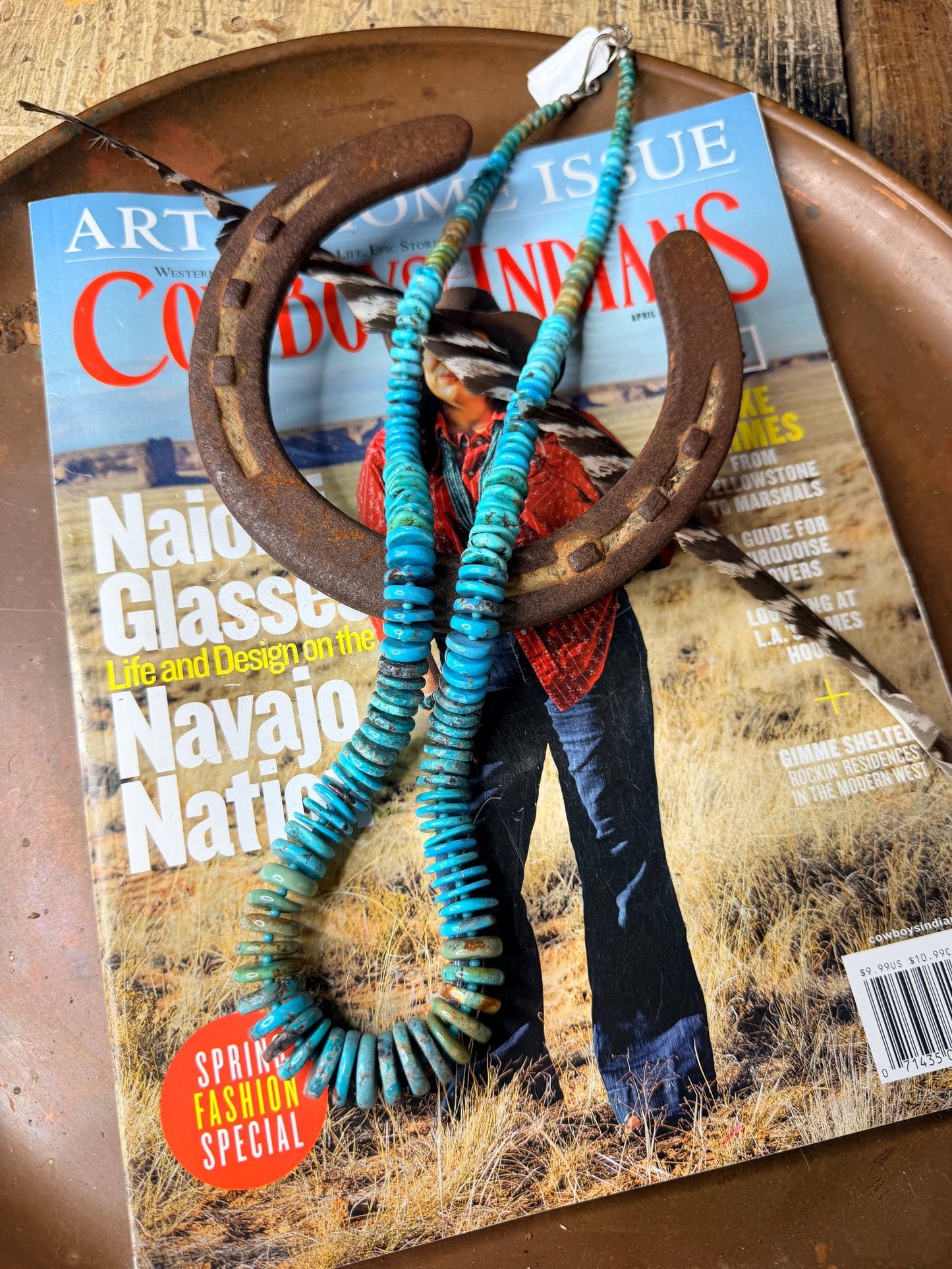 Navajo Handmade Turquoise Beaded Necklace by Kimberly Tom 26”