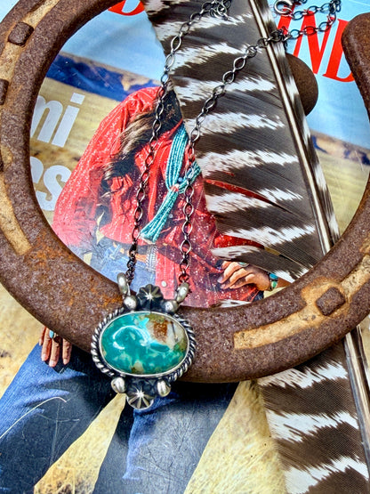 Native Made Nevada Fox Turquoise Necklace by Marita Benally