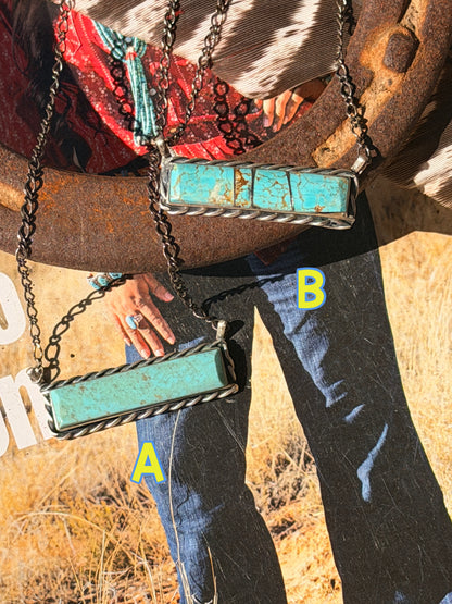 Steve Francisco Navajo Handmade Mine #8 Bar Necklace 20”