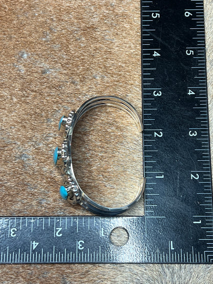 Native Made Three Stone Turquoise Cuff by Irvin Tsosie