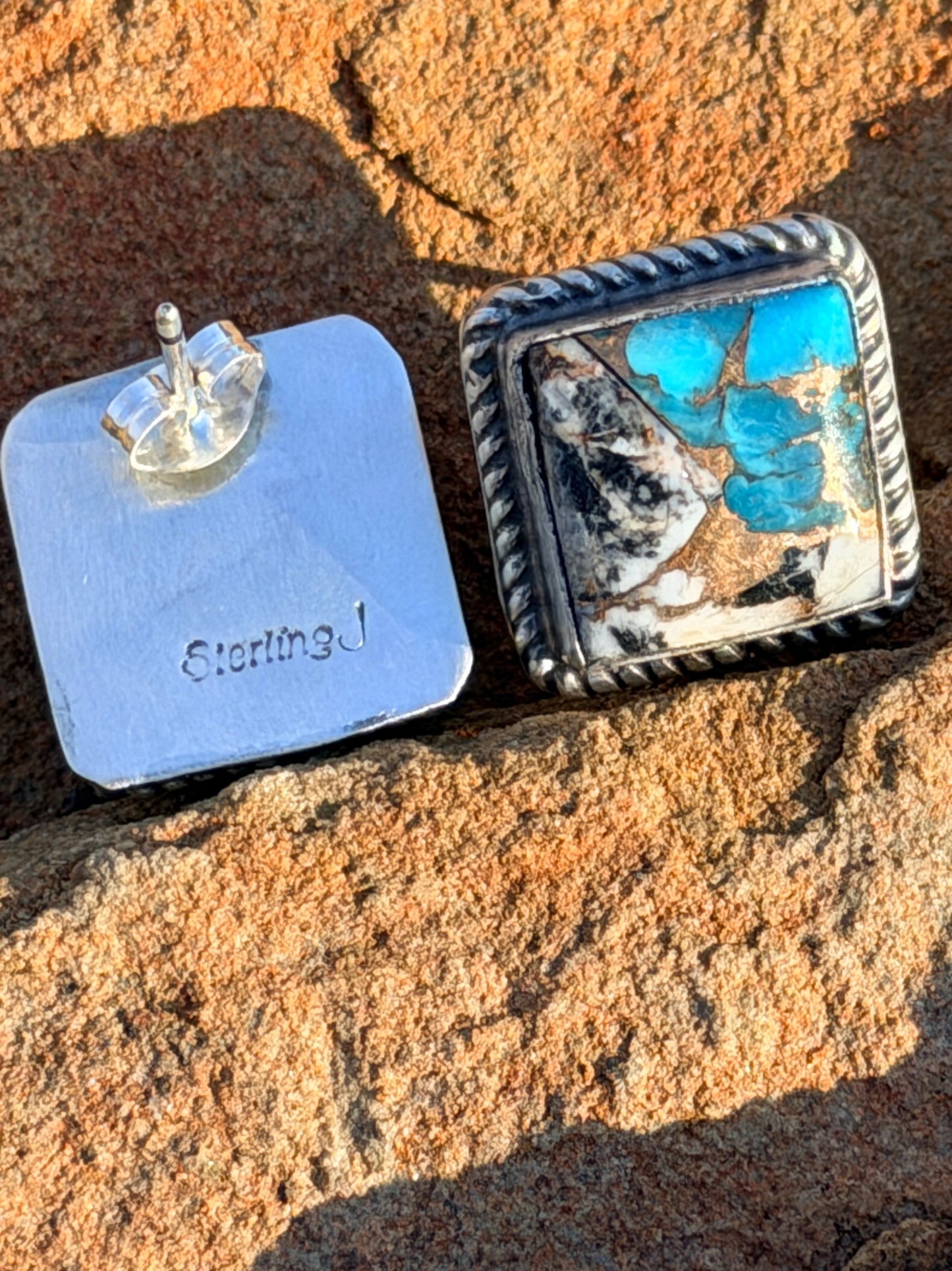 Authentic Ice Blue Dahlia Studs by Judith Dixon