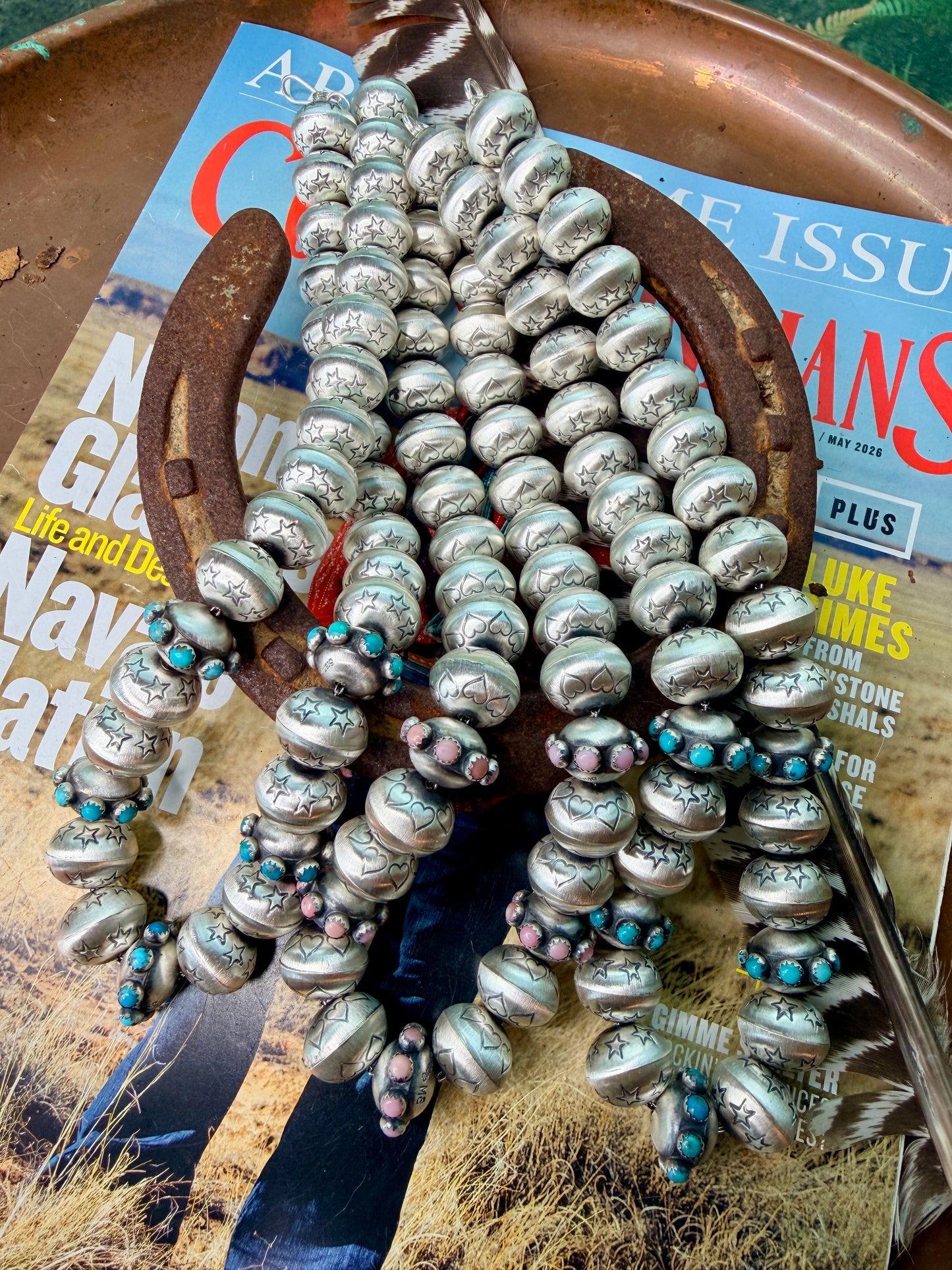 Monica Smith Hand stamped Navajo Pearls with Stones